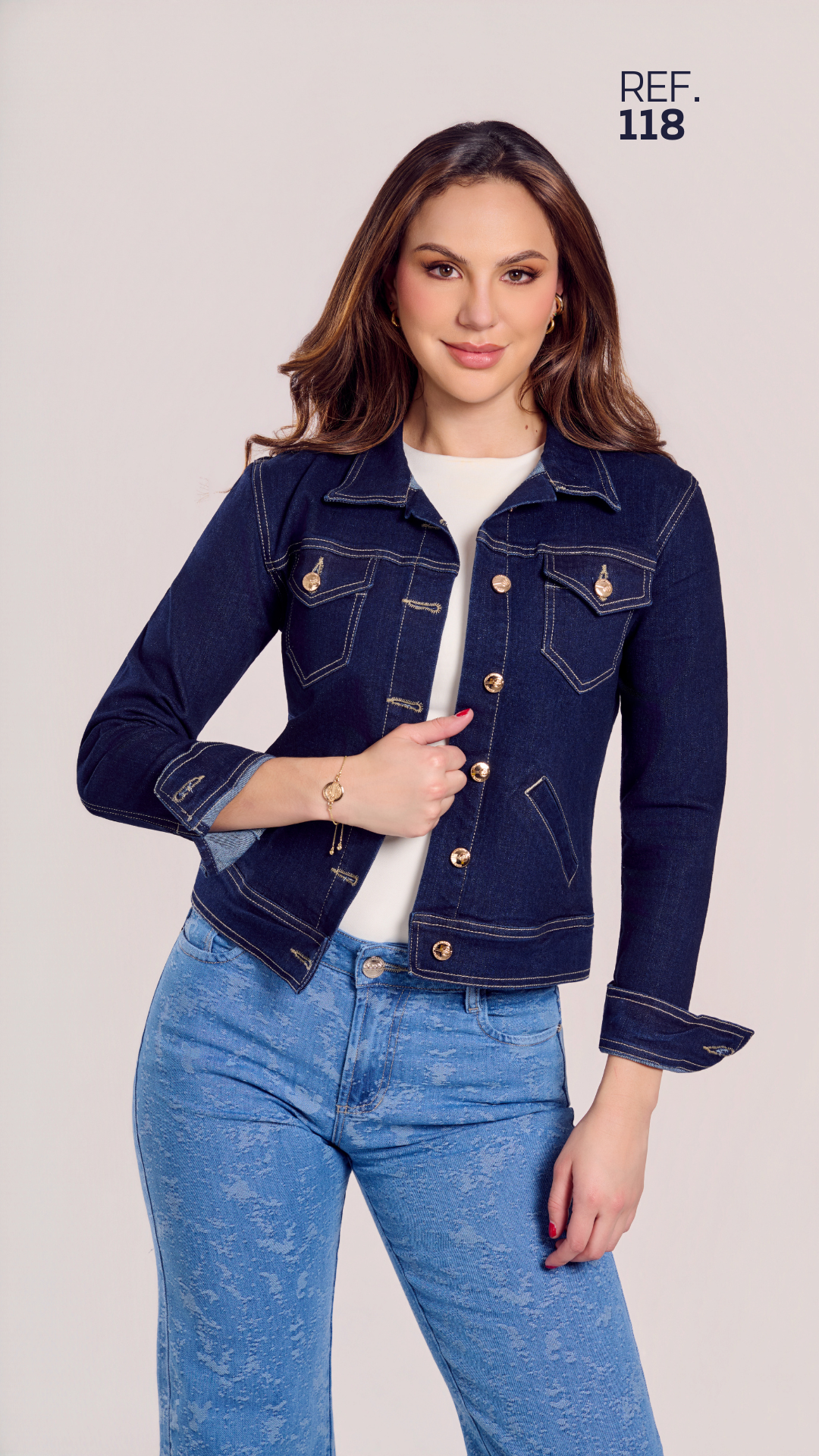 Chaqueta Jean Azul Petroleo 118 - Imagen 3